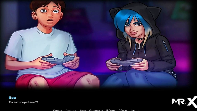 Lovely Teen Anime Girl Rocks Out While Gaming In Summertime SagaAdventure