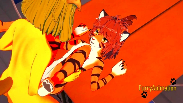 Dog Futa & TigerGirl Suck Dick Before Wild 3D Hentai Creampie Action