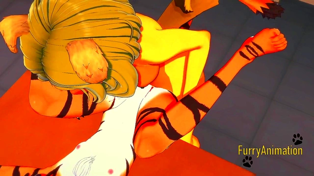 Dog Futa & TigerGirl Suck Dick Before Wild 3D Hentai Creampie Action