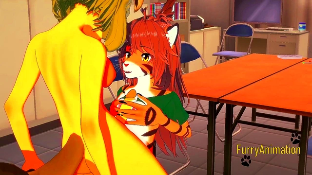 Dog Futa & TigerGirl Suck Dick Before Wild 3D Hentai Creampie Action