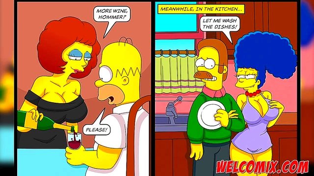 Horny Neighbors Swap Wives for Cuckold Fun in Simpsons Style Hentai