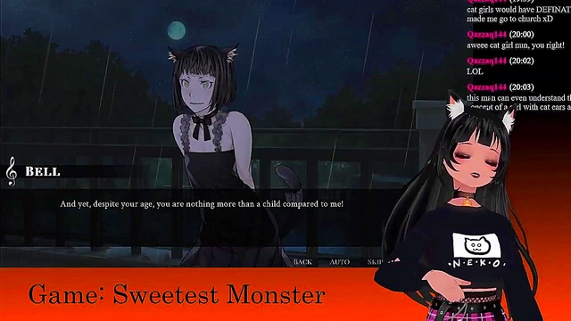 Petite VTuber LewdNeko Plays Sweet Monster Game With Anime Sex Scenes