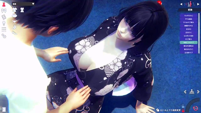 Busty Beauty in Yukata Rubs Tits & Gives Hand Job in Honey Select 2 3DCG Erotic Game