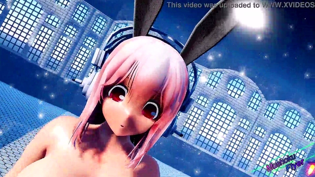Bouncy Big-Tits Anime Babe Super Sonico Dances Seductively in Ultra HD 4K