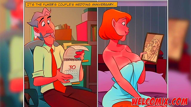 Naughty Wife Cuckolds Husband On Their Wedding Anniversary With Comic Fucker