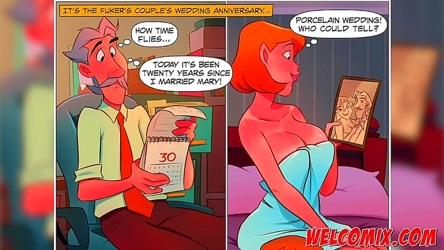Naughty Wife Cuckolds Husband On Their Wedding Anniversary With Comic Fucker