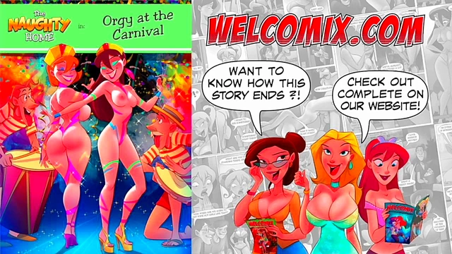 Naughty Teens & MILF Engage in Carnivalesque Orgy Fantasies Together