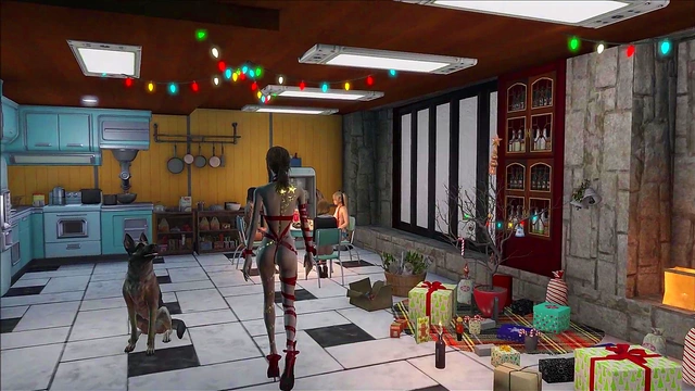 Cute Brunette Anime Chick Dressed Up for Fallout 4 Christmas Fashion Fun