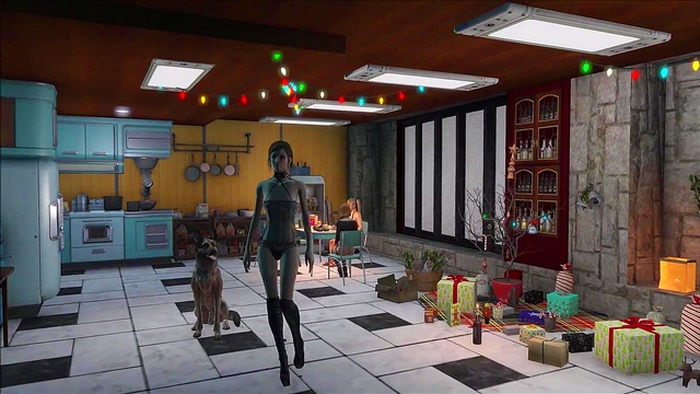 Cute Brunette Anime Chick Dressed Up for Fallout 4 Christmas Fashion Fun