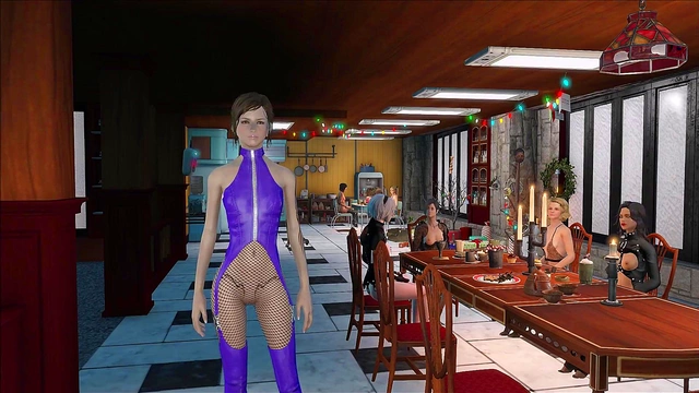 Cute Brunette Anime Chick Dressed Up for Fallout 4 Christmas Fashion Fun