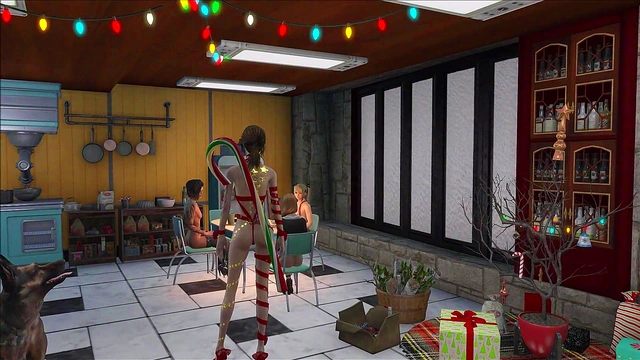 Cute Brunette Anime Chick Dressed Up for Fallout 4 Christmas Fashion Fun