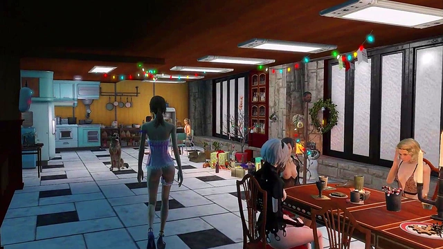 Cute Brunette Anime Chick Dressed Up for Fallout 4 Christmas Fashion Fun