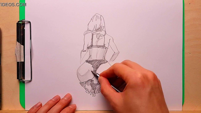 Sexy Anime Girl Shows Off Big Ass in Pencil Drawing Masterpiece