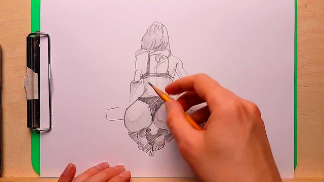 Sexy Anime Girl Shows Off Big Ass in Pencil Drawing Masterpiece