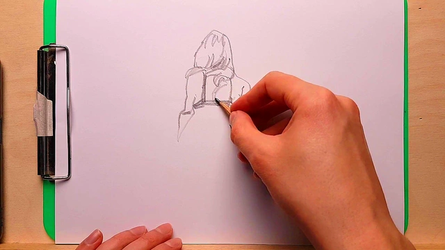 Sexy Anime Girl Shows Off Big Ass in Pencil Drawing Masterpiece