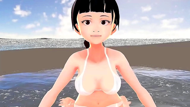 Honda Cocoa Anime Babe Introduces Herself Seductively in White Bikini