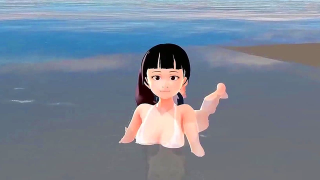 Honda Cocoa Anime Babe Introduces Herself Seductively in White Bikini