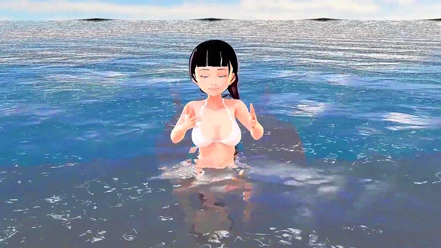 Honda Cocoa Anime Babe Introduces Herself Seductively in White Bikini