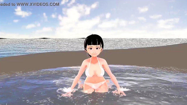 Honda Cocoa Anime Babe Introduces Herself Seductively in White Bikini