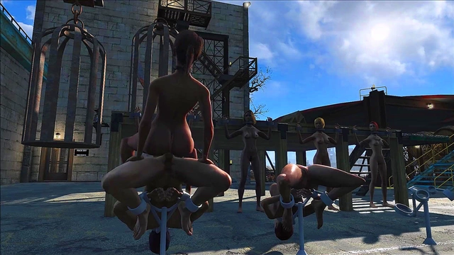 Hentai Anime SlaveGirl Bound and Fucked in Fallout 4 Style Prison Scene