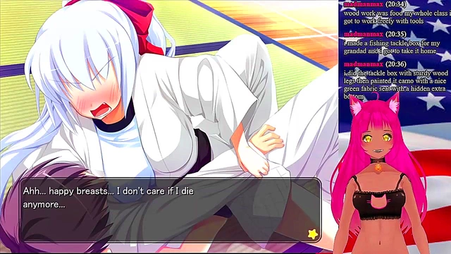 Lewd VTuber Neko Seduces in "My GF is the President" Anime Game Livestream