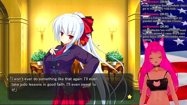 Lewd VTuber Neko Seduces in "My GF is the President" Anime Game Livestream