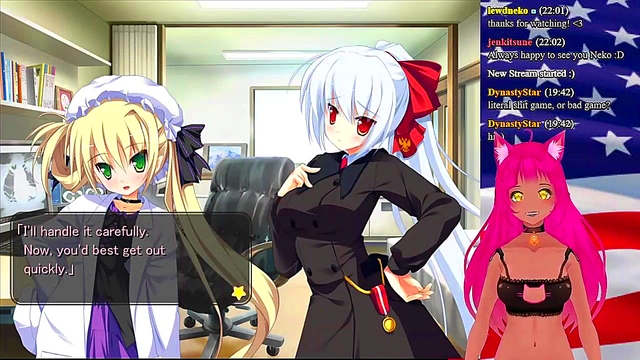 Lewd VTuber Neko Seduces in "My GF is the President" Anime Game Livestream
