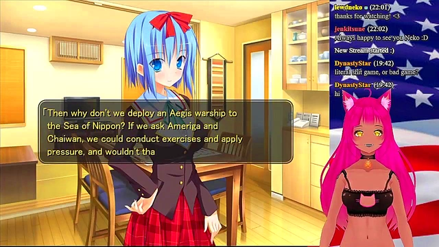Lewd VTuber Neko Seduces in "My GF is the President" Anime Game Livestream