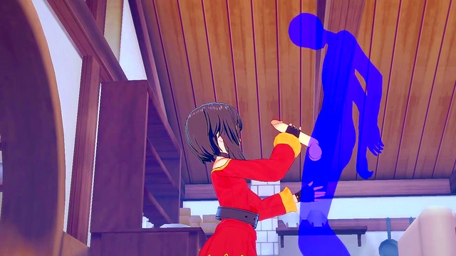Megumin Gives Handjob in KonoSuba Anime for Intense Facial Cumshot Scene