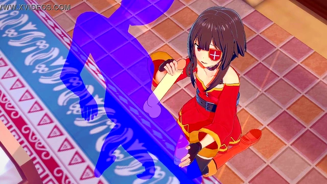 Megumin Gives Handjob in KonoSuba Anime for Intense Facial Cumshot Scene