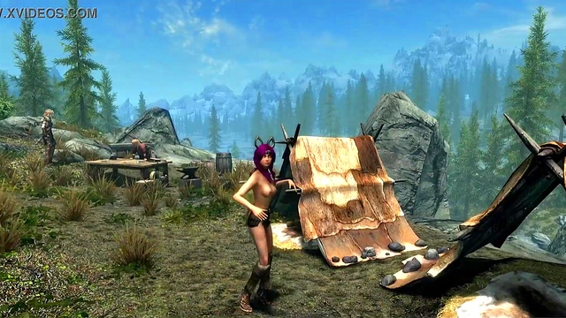 Bare-Breasted ErikasV2 Dances Seductively in Summer-Time Skyrim Animation