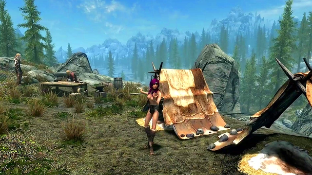 Bare-Breasted ErikasV2 Dances Seductively in Summer-Time Skyrim Animation
