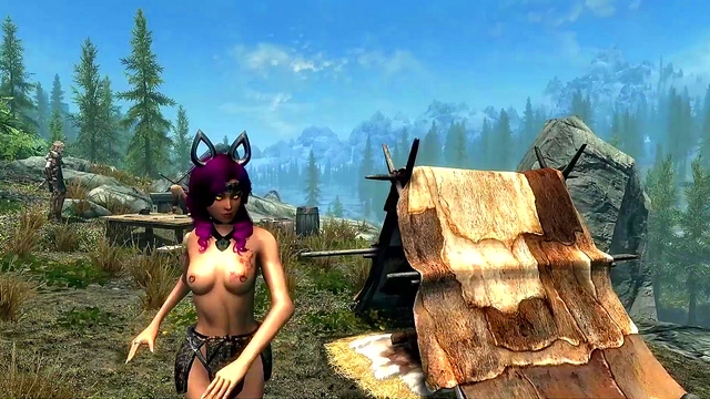 Bare-Breasted ErikasV2 Dances Seductively in Summer-Time Skyrim Animation