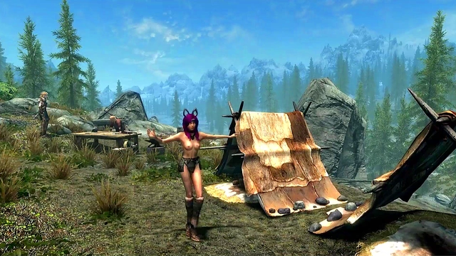 Bare-Breasted ErikasV2 Dances Seductively in Summer-Time Skyrim Animation