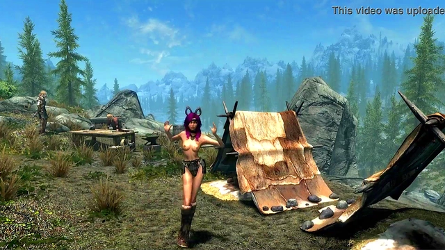 Bare-Breasted ErikasV2 Dances Seductively in Summer-Time Skyrim Animation