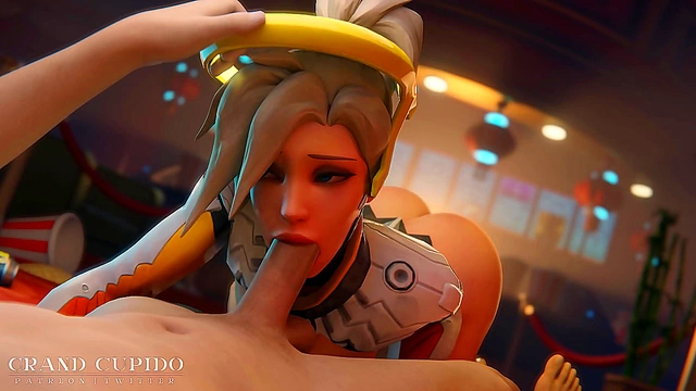 Mercy Gives Sweet Blowjob With Big Tits In The Animated Park