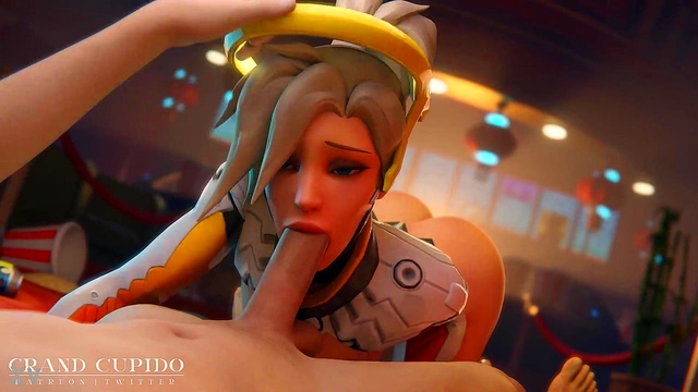 Mercy Gives Sweet Blowjob With Big Tits In The Animated Park