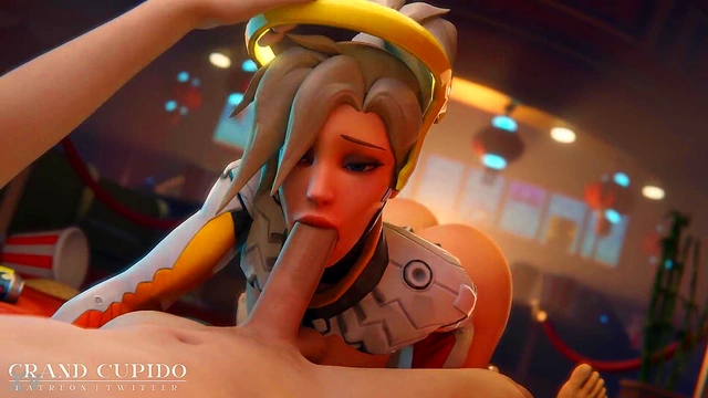 Mercy Gives Sweet Blowjob With Big Tits In The Animated Park