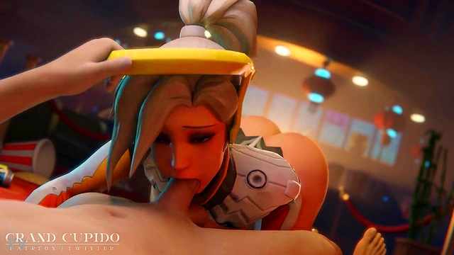Mercy Gives Sweet Blowjob With Big Tits In The Animated Park