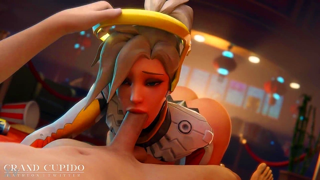 Mercy Gives Sweet Blowjob With Big Tits In The Animated Park