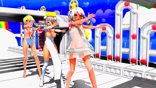 Horny Anime Girls Celebrate Halloween With Hot Lesbian Sex MMD Style