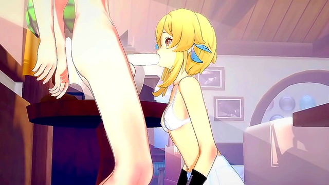 Lumine Gives Blowjob & Gets Fucked By Razor in Genshin Impact Hentai Anime