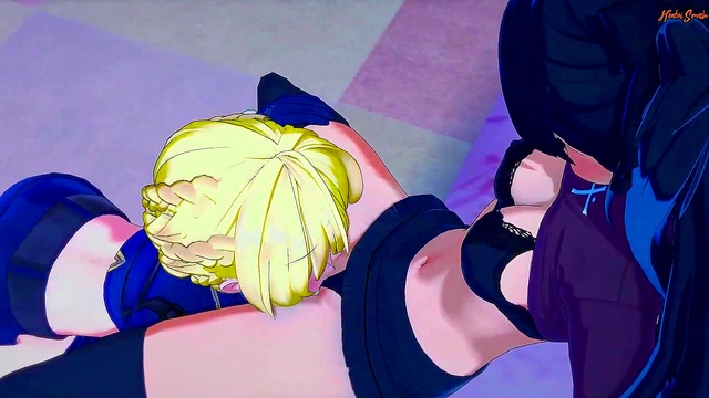 Saber Licks & Scissors Rin Tohsaka in Hot Lesbian Hentai Action