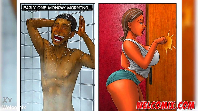 Hot-Ass Brazilian Babe Shares Bathroom for Naughty Cartoon Fun