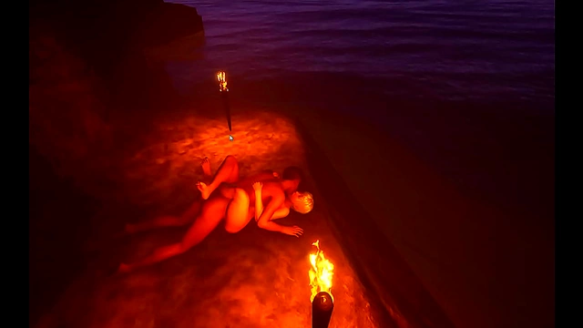 Horny Anime Couple Gets Wild With Beachside Fucking Action