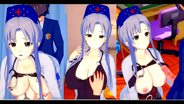 Big-Breasted Eirin Yagokoro Rubs Tits & Gives Blowjob in 3D Hentai Koikatsu! Touhou Scene