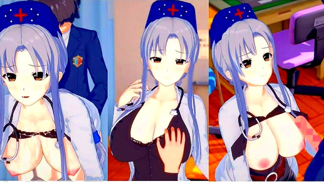 Big-Breasted Eirin Yagokoro Rubs Tits & Gives Blowjob in 3D Hentai Koikatsu! Touhou Scene