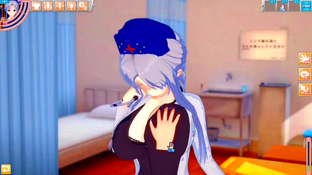 Big-Breasted Eirin Yagokoro Rubs Tits & Gives Blowjob in 3D Hentai Koikatsu! Touhou Scene