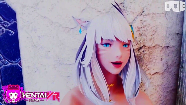 White-Haired Catgirl Nails You Against The Wall In HD Hentai VR Action