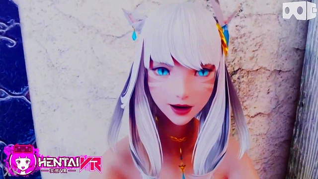 White-Haired Catgirl Nails You Against The Wall In HD Hentai VR Action